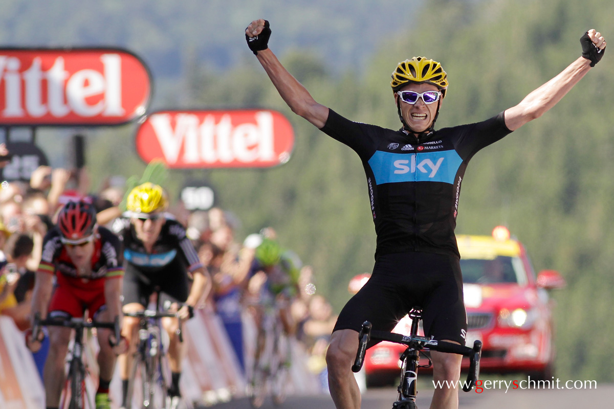 Chris FROOME winning Stage Number 7 of Tour de France 2012 at La Planche des Belles Filles