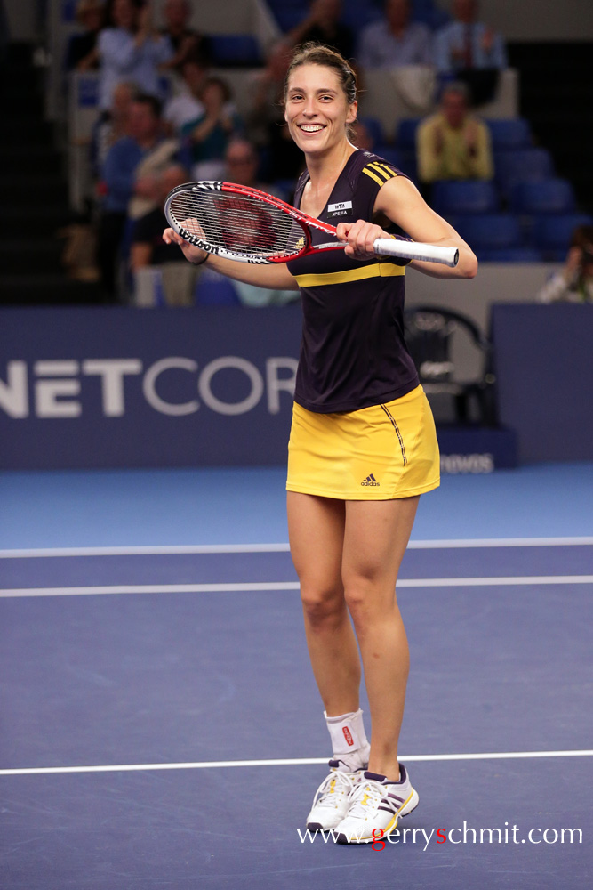 Andrea PETKOVIC of Germany dancing her 'Petko-dance' after winning a game at BGLBNPParibas Open 2012