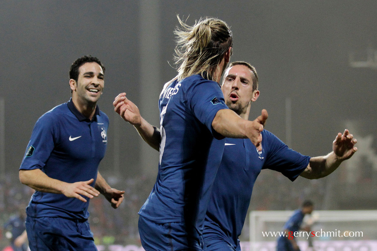 frank RIBERY celebrates Philippe MEXES Goal in EM Qualification against Luxembourg