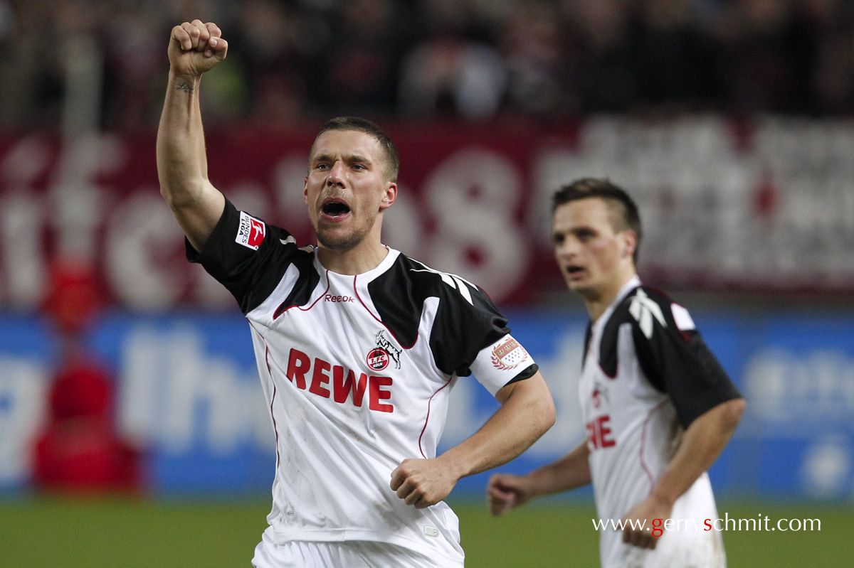 Lukas PODOLSKI celebrates his goal of 1-0 lead against 1.FC Kaiserslautern