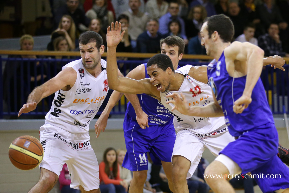 Struggle for the Ball during the Basketball game Musel Pikes - Residence Walferdange in Total League