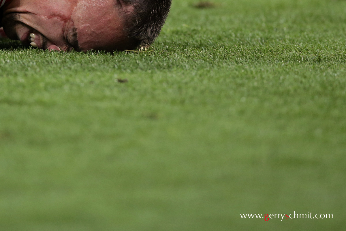 Franck Ribery of Bayern Munich suffers on the pitch