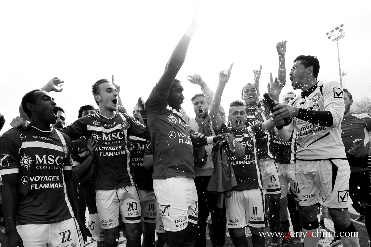 Players of FC Wiltz 71 celebrate the relegation in BGL League 
