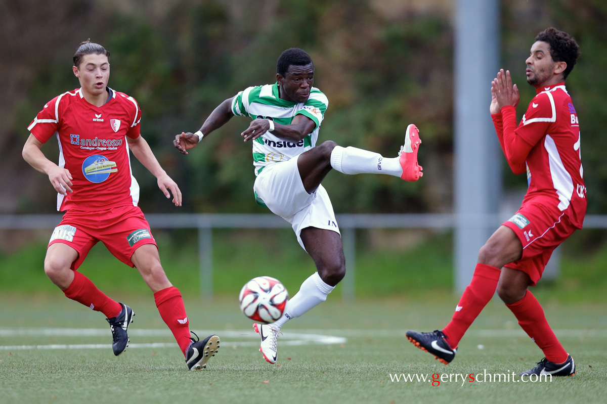 Jean-Paul Makasso misses the ball trying to score with a distance shot
