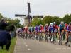 British riders leading the peloton in front of a windmill at the Cycling World Championships in Limburg