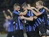 Players of FC Saarbreücken (Germany) celebrating the goal of 2-2  equalization against Kickers Offenbach