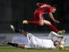 Arnaud SCHAAB saves the draw in overtime against Stefano BENSI during the game CS Grevenmacher - FOLA Esch
