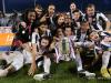 Players of Jeunesse Esch celebrate the win of the Cup in Luxembourg