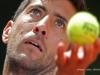 Hans PODLIPNIK-CASTILLO serving during the Interclub tennis game Arquebusiers - Spora