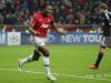 Antonio VALENCIA (Manchester United) reacts after he opened the score against Bayer Leverkusen during a CL Game