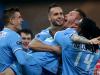 Teddy Chevalier celebrates his goal of 0-1 lead against Standard Liège with Maxime Chanot, Landry Mulemo and Ivan Santini