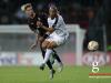 Duel between Samu Castillejo (AC Mailand, Milan #7) - Bryan Melisse (F91 Duedelingen - 27)